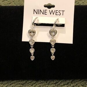 Nine West crystal heart dangle earrings